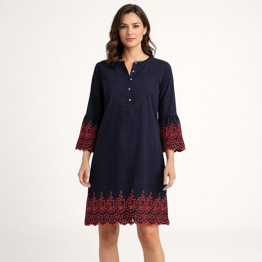 J.Crew Eyelet Bell-Sleeve Dress (Style H6978) Size Small